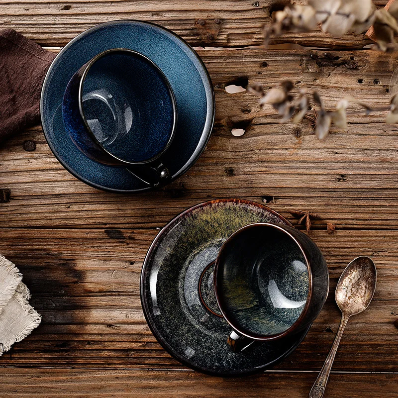 220 мл кофейная чашка с блюдцем из тонкой костяшки Забавный модный дизайн кружка в