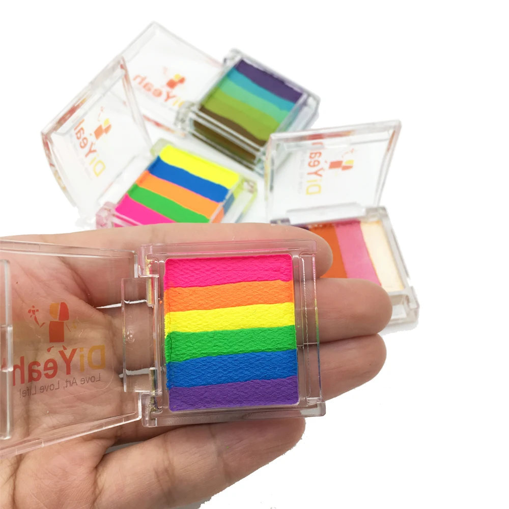 DiYeah Радужная краска для лица макияж тела безопасная водная неоновый сплит-торт