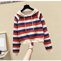 ljsxls spring autumn hooded striped top mujer 2021 women fashion clothing loose casual tshirts cotton long sleeve poleras mujer