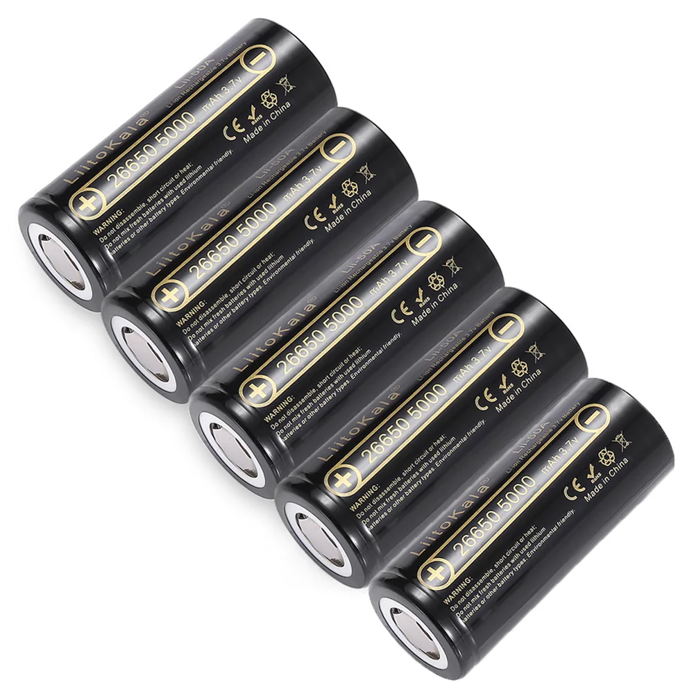 

5PCS 26650 5000mah 26650-50A Li-ion 3.7v Rechargeable Battery for Flashlight 20A