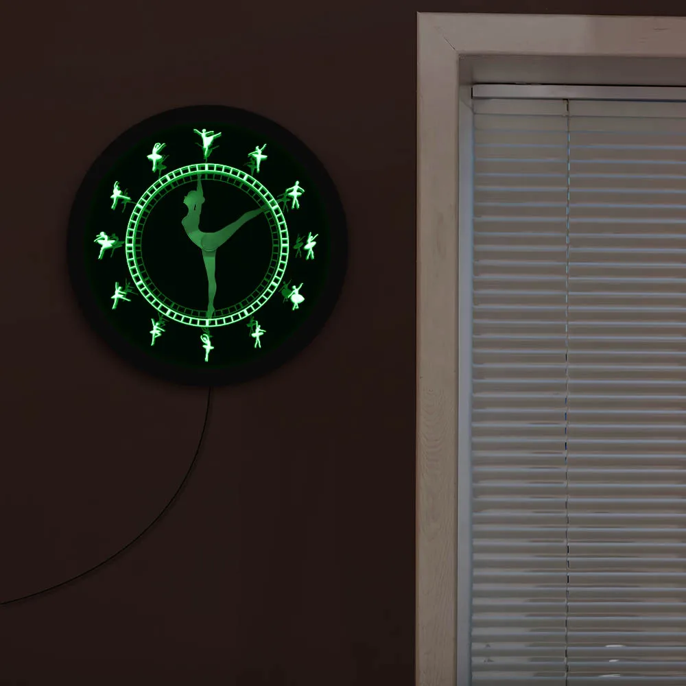Очаровательные балерины девушки декоративные неоновые эффекты настенные часы