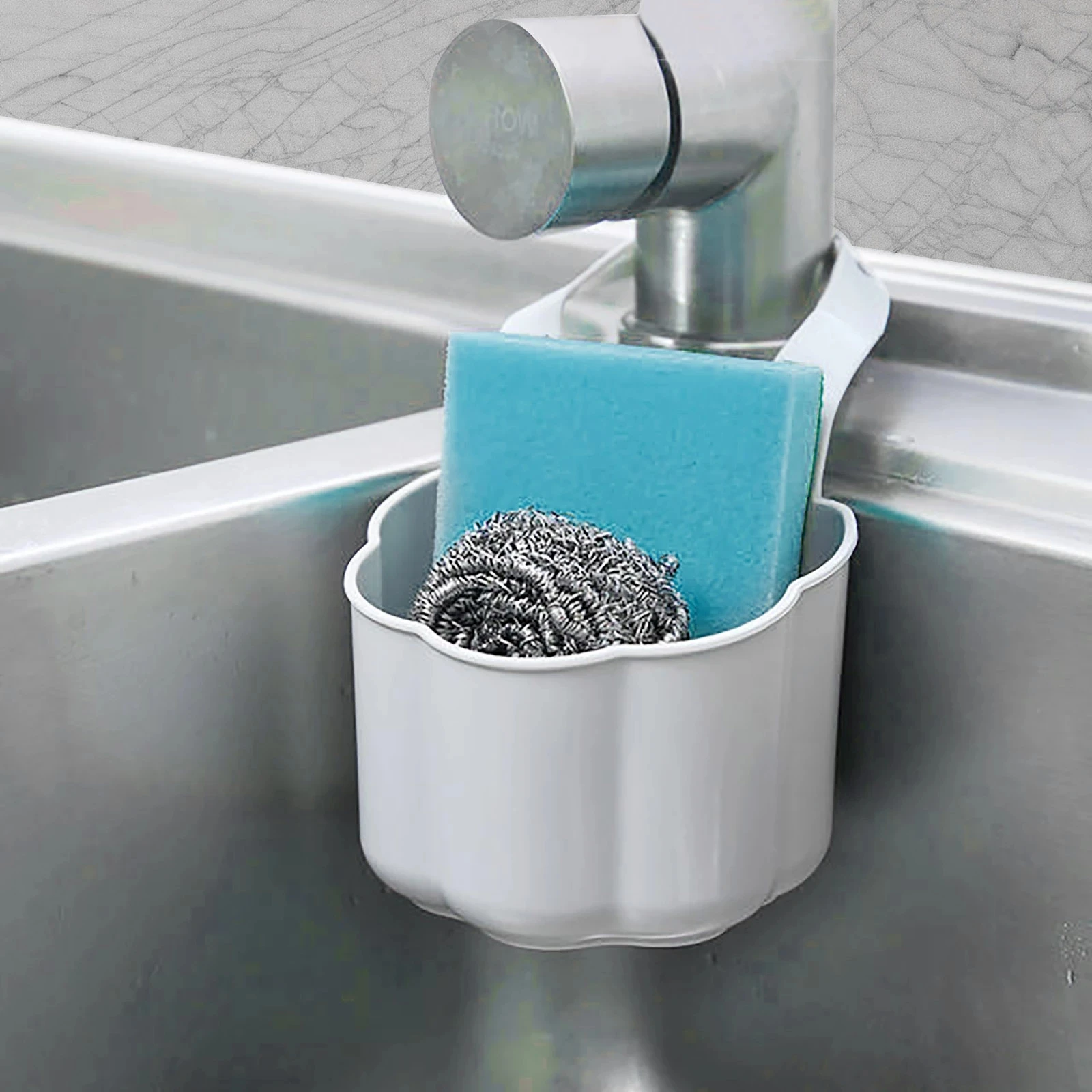 

Hanging Sink Drain Rack Kitchen Bathroom Portable Adjustable Basket Kitchen Soap Debris Rack Drain Sponge Faucet Kitchen Tool
