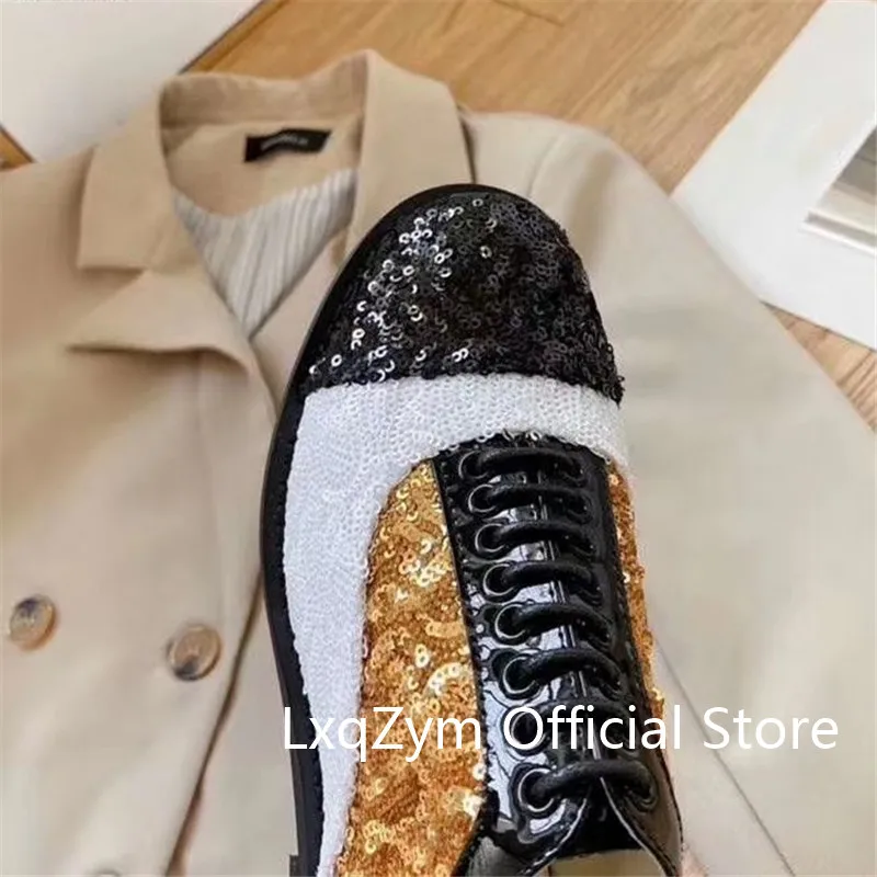 Женские туфли с блестками на низком каблуке Размеры 35-40 | Обувь