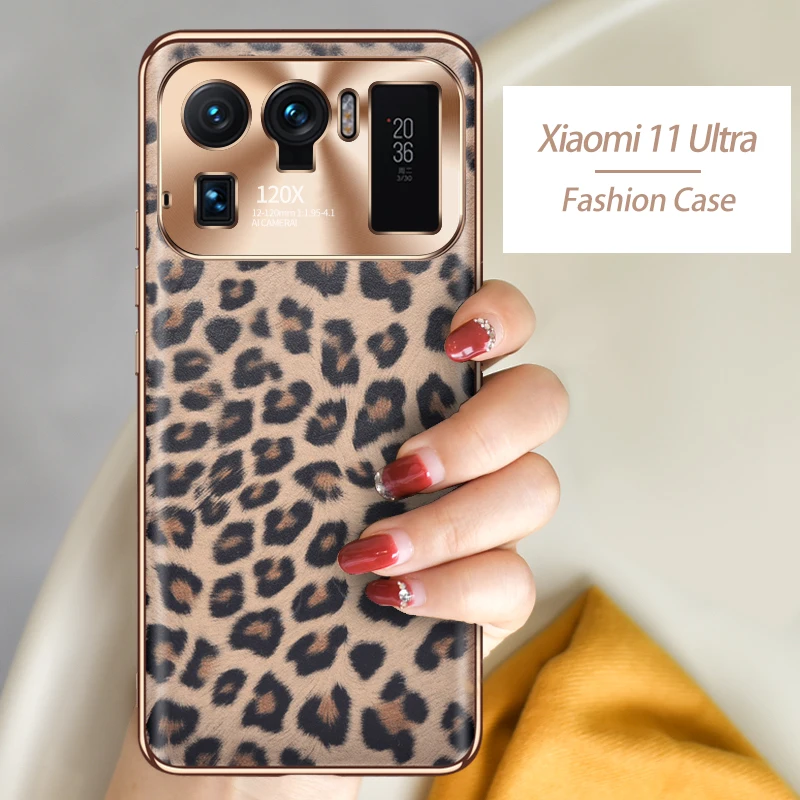 

Fashion Leather Case for Xiaomi 11 Ultra High Quality Business Back Cover for Mi 11 Pro Leopard Pattern