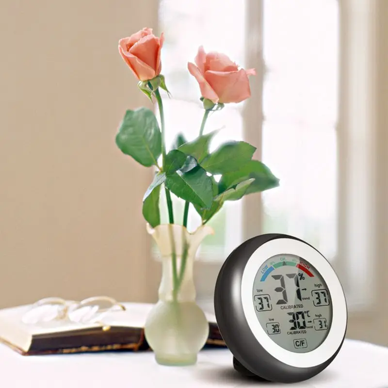 

Digital LCD Display Indoor Thermometer Hygrometer Round Wireless Electronic Temperature Humidity Meter Weather Station Tester