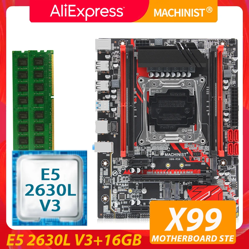 Online X99 Desktop Motherboard LGA 2011-3 Set Kit Mit Xeon E5 2630L V3 Prozessor Und 16G(2*8G) DDR4 RAM Speicher Mainboard X99-RS9