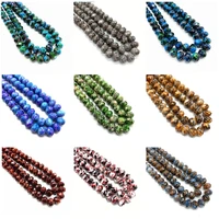 printed 6810mm faceted glass flat wheel bead spacer bead for jewelry diy bracelet necklace
