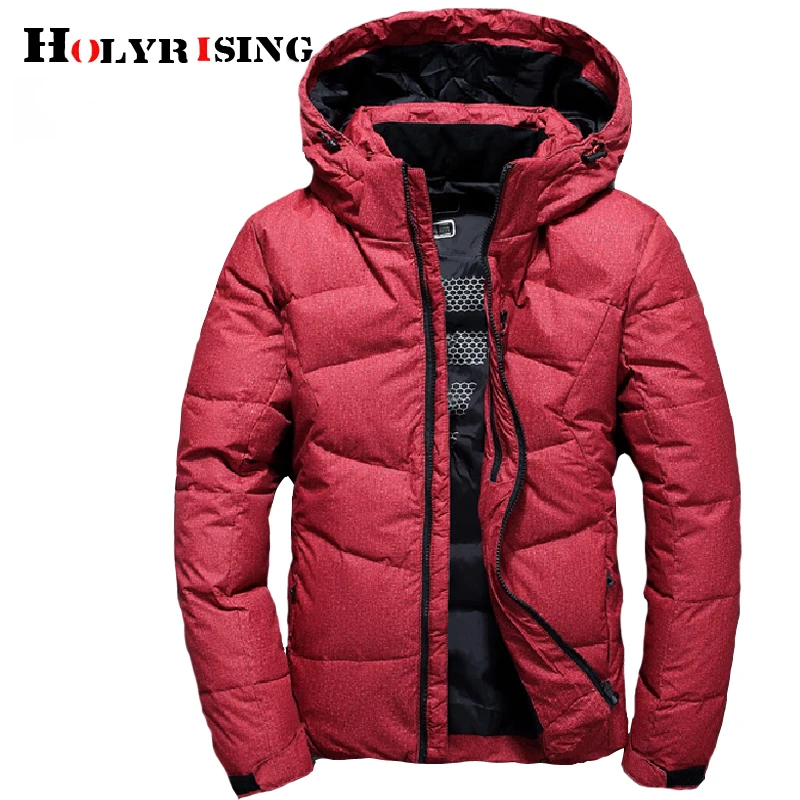 Пуховая парка Holyrising Мужская толстая зимняя куртка пальто на белом утином пуху