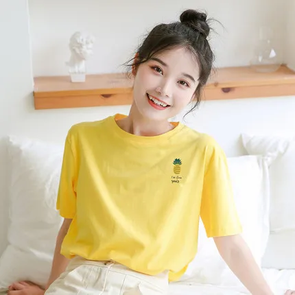 

Pink short-sleeved t-shirt women pure cotton 2020 summer new loose small daisy top clothes half-sleeved tide ins