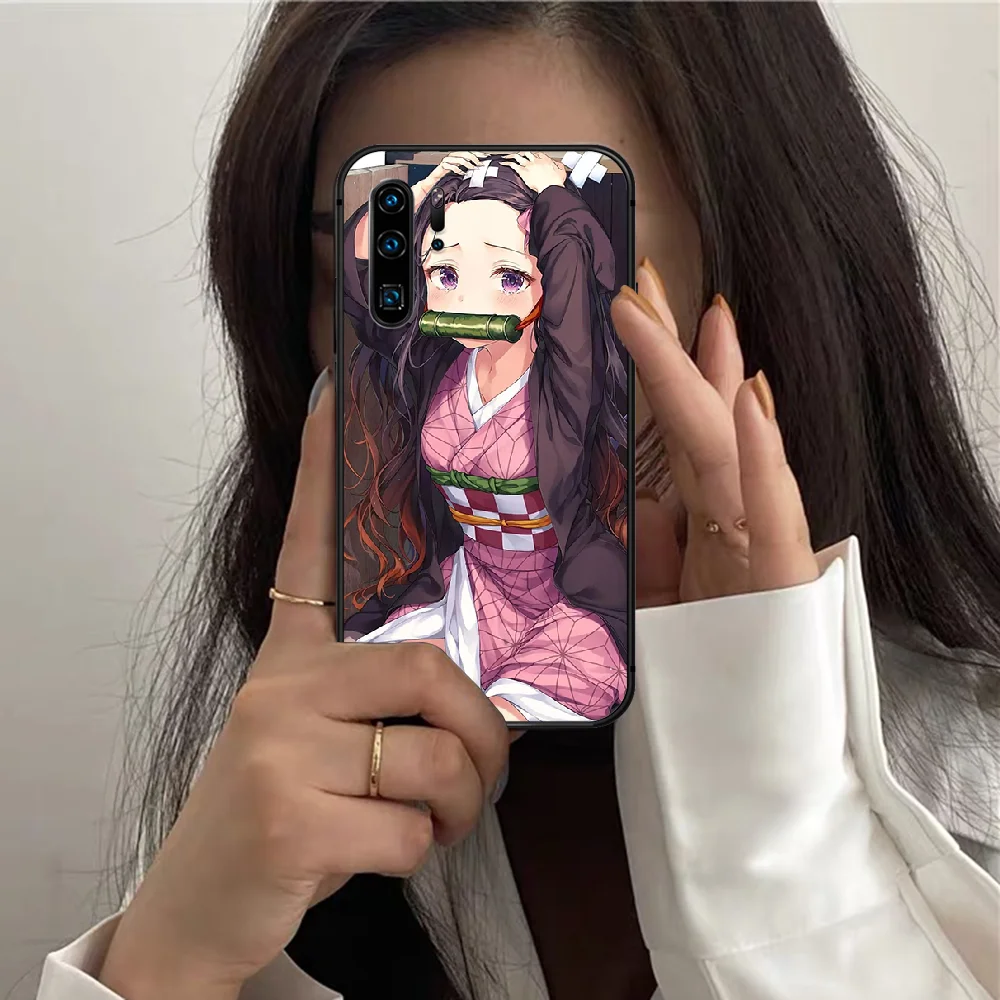 

Anime Kamado Nezuko Phone Case For HUAWEI P 10 20 30 40 Pro Lite Smart Plus Z 2019 Nova 7i 5T black Shell Fashion Etui Tpu Prime