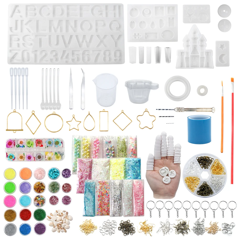 

Epoxy Resin set 78styles/set Clear Silicone Molds Beads Dry Flowers Polymer Clay Key Chain Mold DIY Tool Jewelry Making,1Yc10990