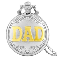 fathers day best gifts luxury silver golden dad theme quartz pocket watch pendant necklace clock souvenir gifts to day daddy