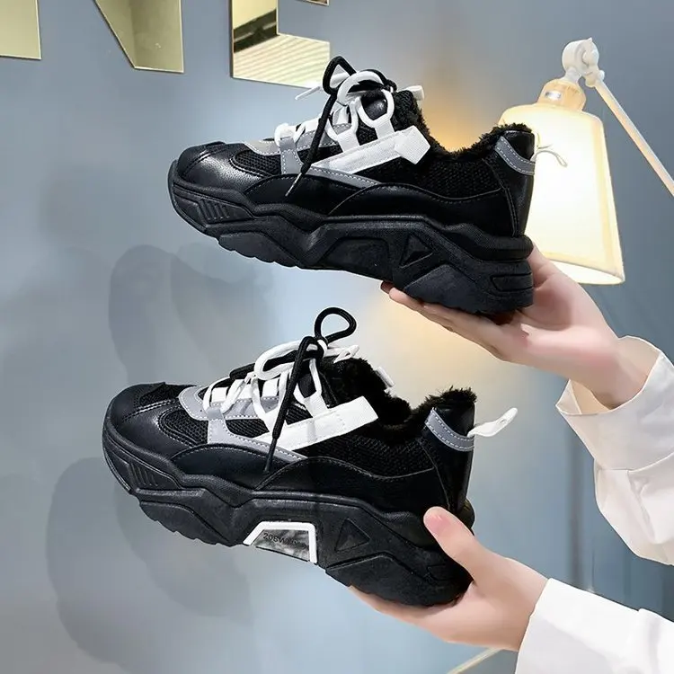 

NEW Spring Sneakers Women Thick Bottom Daddy Shoe Thick Bottom Round Toe Breathing Leisure Female Vulcanize Shoes