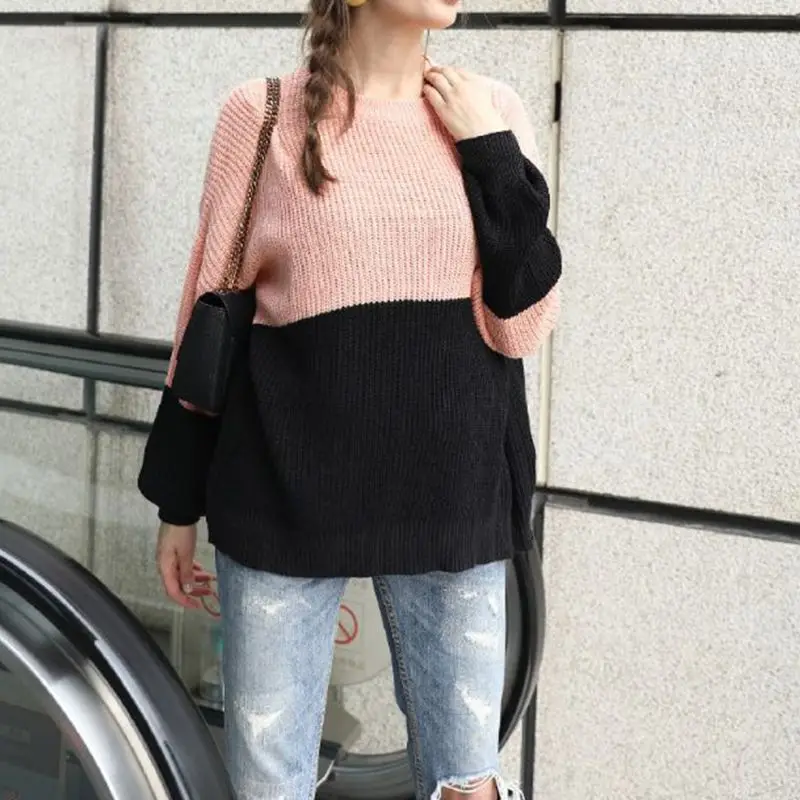 Женский свитер с длинными рукавами-фонариками повседневный Свободный вязаный