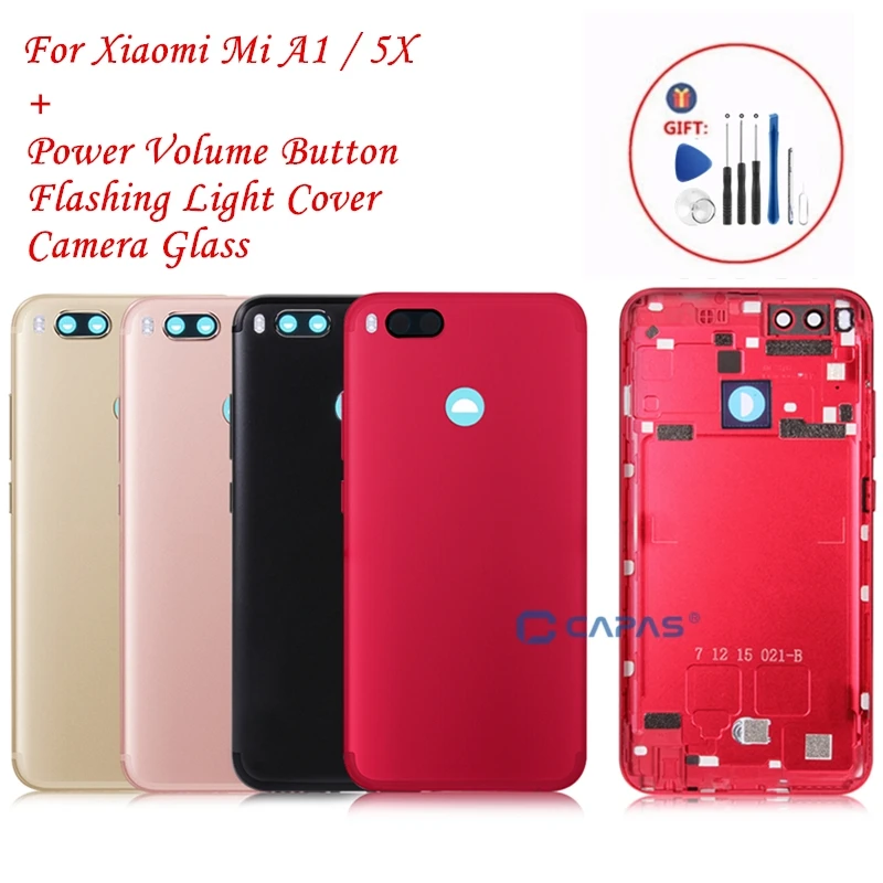 Задняя крышка батарейного отсека для Xiaomi Mi A1/5X металлическая MiA1 задняя + стекло