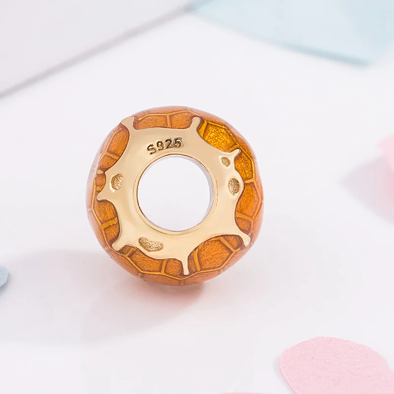 Бусины из серебра 925 пробы с желтой эмалью для браслетов и ожерелий Pandora |