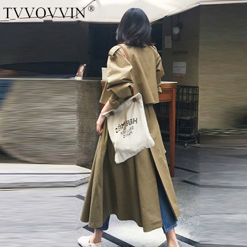 TVVOVVIN Осень корейский стиль ветровка для женщин сплошной цвет Дикий хлопок пальто для женщин Повседневная Женская одежда X067