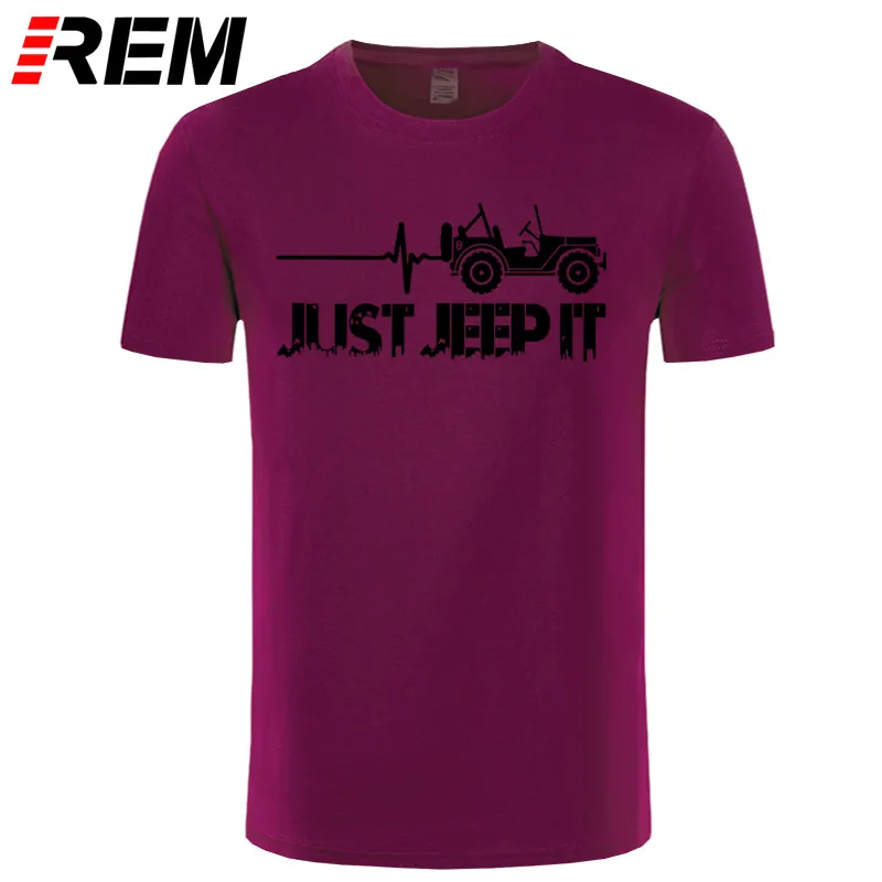 maroon black Футболка с принтом «Just Jeeps It Heartbeat», новая модная летняя футболка с круглым вырезом и надписью «Sunlight» - Цвет: maroon black