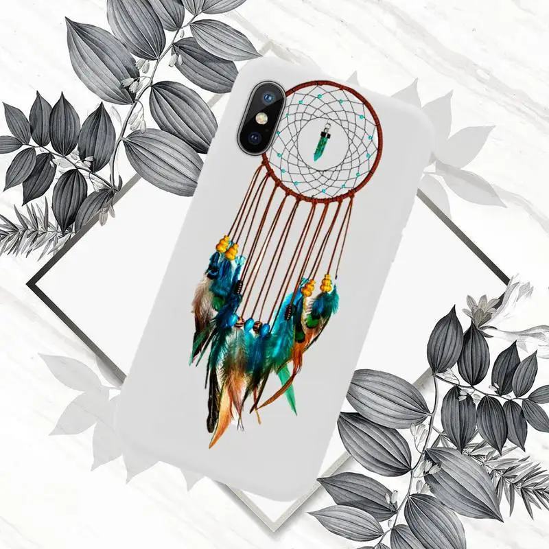 

Dreamcatcher feather Phone Case Candy Color for iPhone 6 7 8 11 12 s mini pro X XS XR MAX Plus