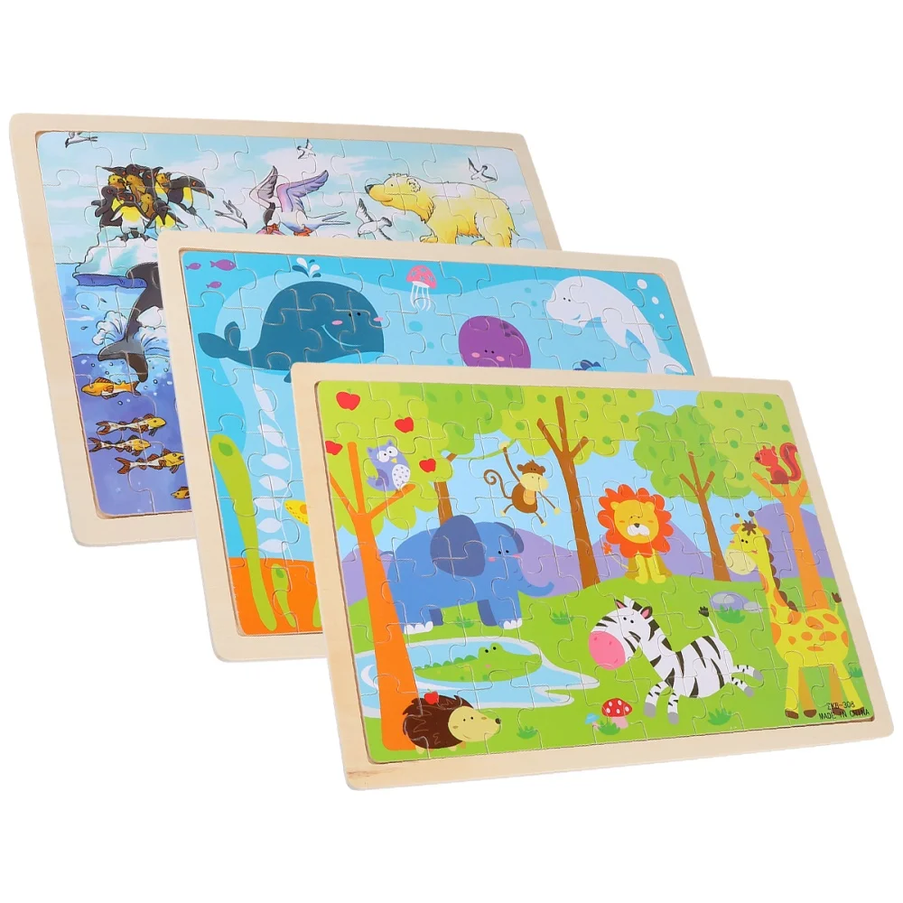 3 комплекта деревянных джиггинговых пил красочные Мультяшные животные фотообои