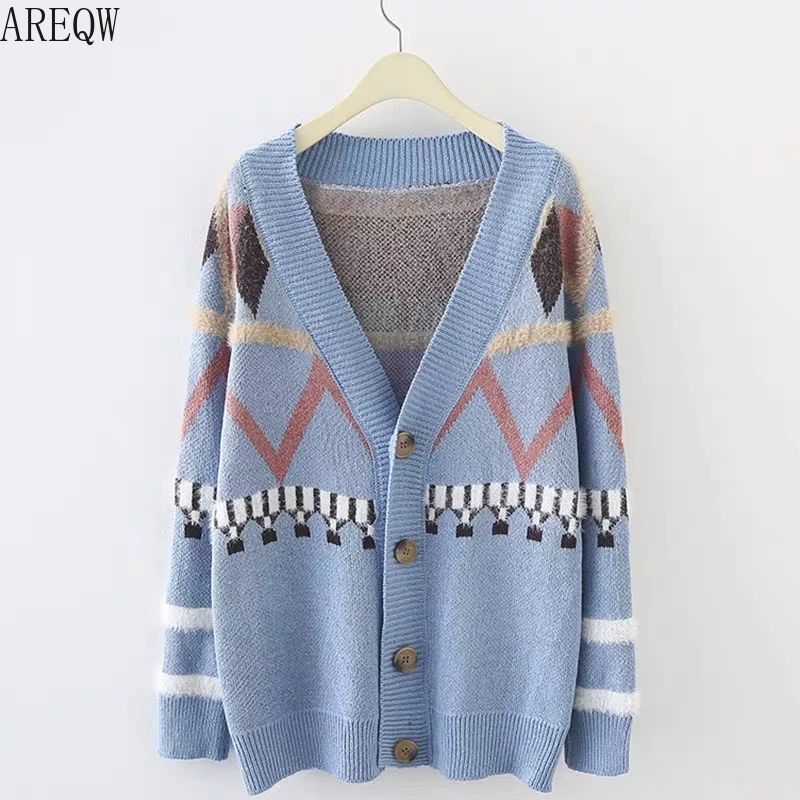 2019 Autumn Winter Women Loose Sweater Female All-match Thicken Cardigan Outwear Jackets Tops |