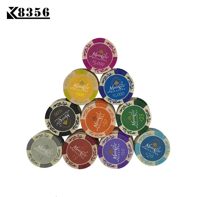 K8356 25 шт./лот доллар пшеничной пленки глиняные чипы монеты Baccarat Texas Hold'em Цвет Корона глина покерные игровые чипы Pokerstars 14 г