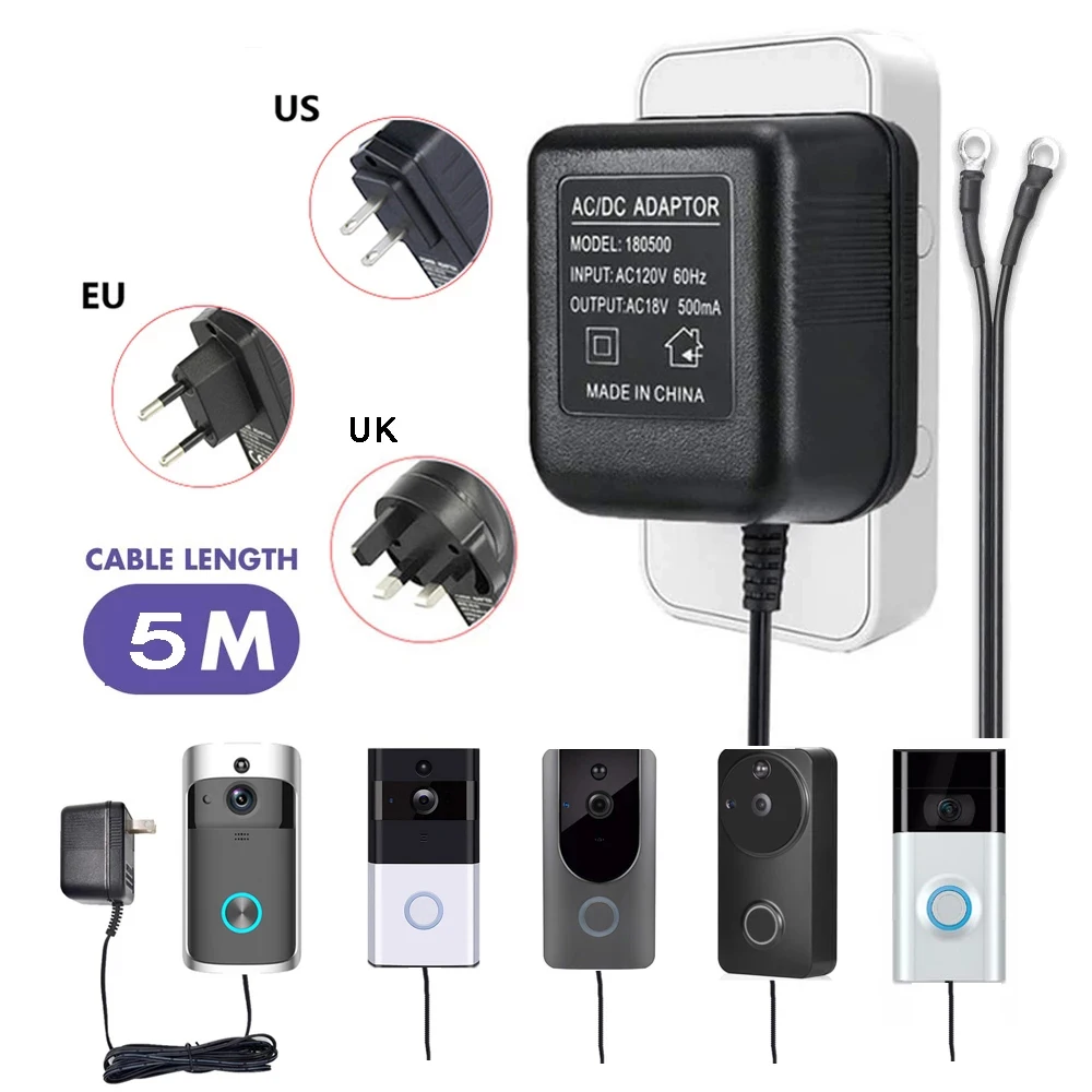 

Discount 18V AC Transformer 5 Meter Cable Wifi Doorbell Camera Power Adapter for IP Video Intercom Ring Wireless Doorbell