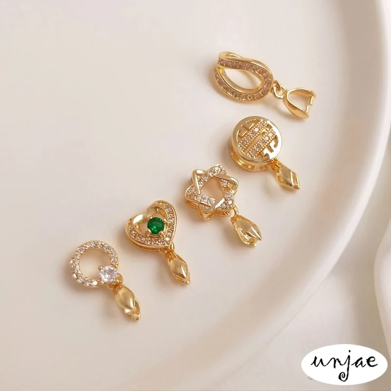 

Gold-clad, color-preserving pendant, zircon buckle clip, crystal jade pendant buckle, handmade diy jewelry accessories