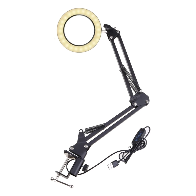 Detachable Magnifying Lamp 4.33" Optical Glass Lens Cantilever 3 Color Modes 10X Magnification 6.30" Aluminum Alloy Frame |