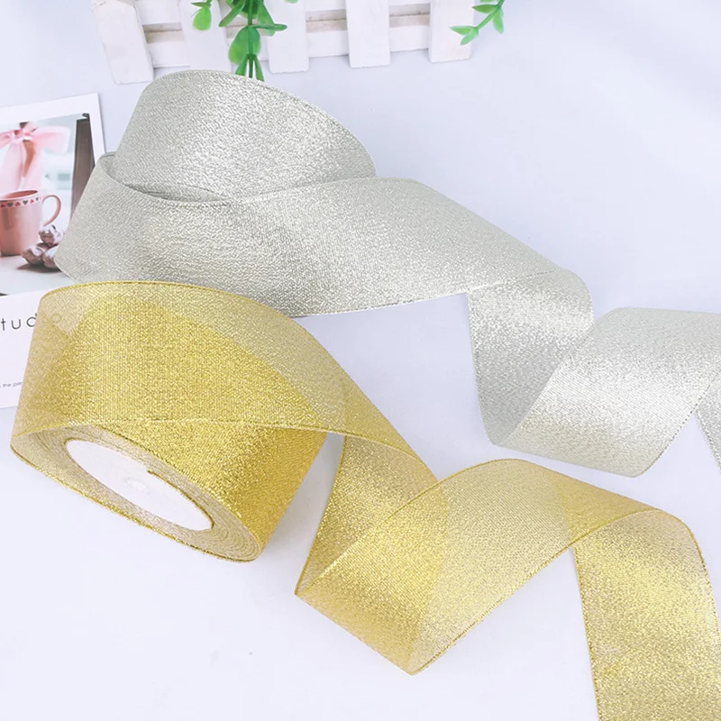 25Yards/Roll Glitter Satin Ribbons for Crafts Wedding Party Decorative DIY Organza Christmas Gift Supplies | Дом и сад