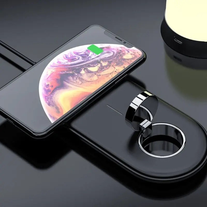 10 Вт Qi двойное Беспроводное зарядное устройство для iPhone X XR XS MAX 8 Plus samsung Магнитная Беспроводная зарядная подставка для Apple Watch 4 3 2 1