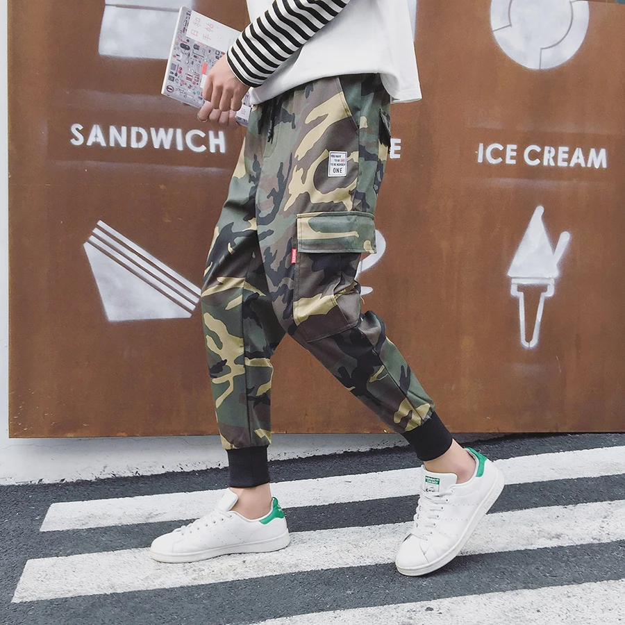 Гарем карго Мужские штаны для бега хип хоп тактические модные камуфляжные брюки