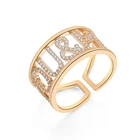 Женское кольцо с фианитом YOU  ME, золотистого цвета, модное широкое кольцо в один размер, ювелирное украшение для годовщины, свадьбы, подарки