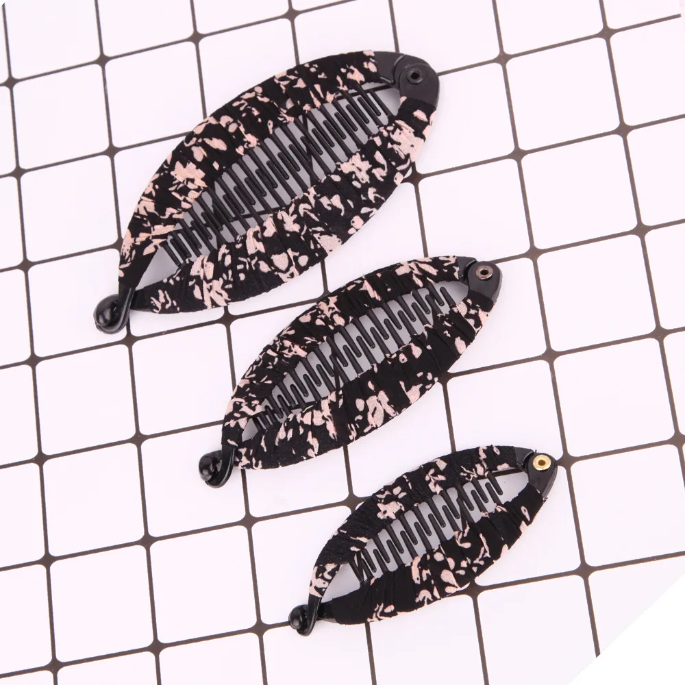 

Hair Claws Clip Fish Shape Banana Barrettes Flower printing Fabric Hairpins Hair Accessories For Women Hair Clip Clamp ACC60