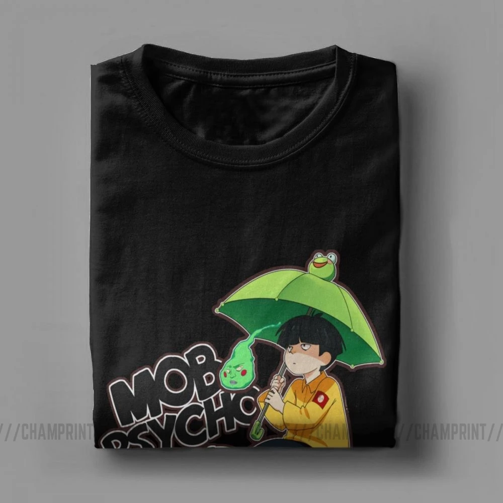 Мужская футболка Mob Psycho 100 Umbrella Винтажная с коротким рукавом и круглым вырезом