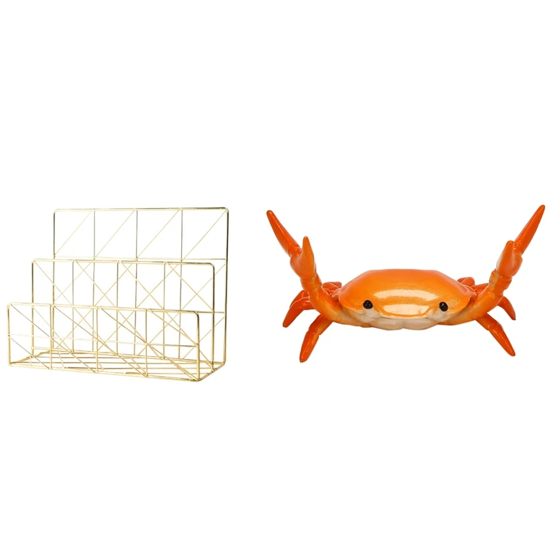 

1 Pcs 2 Slots Letter Holder, Iron Multifunctional File Holder & 1 Pcs Crab Pen Holder Weightlifting Crabs Pen Holder