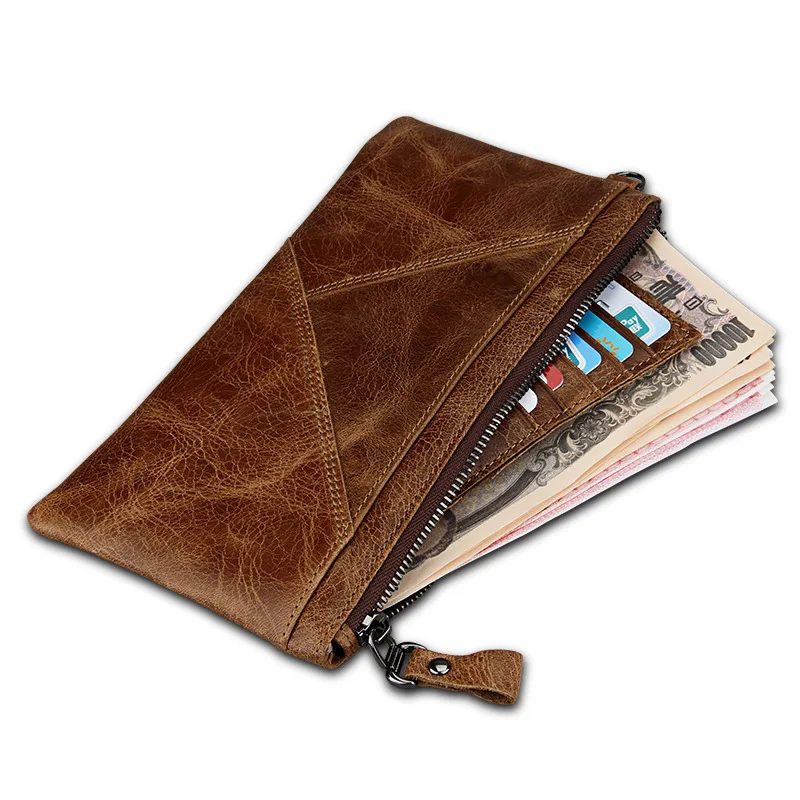 

Genuine Leather Unisex Wallet Business Long Wallet Anti-theft Slim Hipster Cowhide Credit Card/ID Holders Inserts Coin Purses