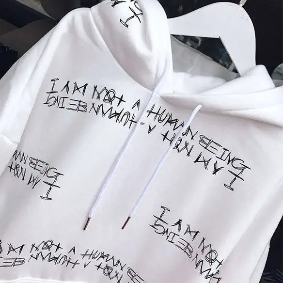 

2019 Harajuku Letter Print Hoodie Sweatshirt Spring Korea Women Kawaii Loose Long Sleeves Tops Hip Hop Oversized Hoodies Coats
