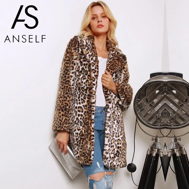 

Leopard Print Coat Women Faux Fur Coat 2020 Winter Long Jacket Turn-Down Collar Long Sleeve Pocket Fluffy Jacket Plus Size 3XL
