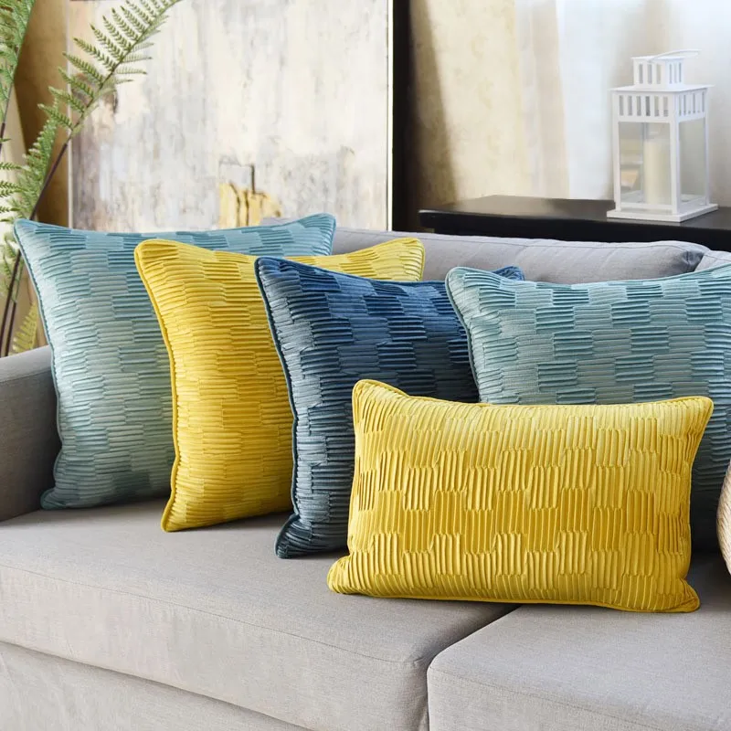 

DUNXDECO Cushion Cover Decorative Pillow Case Artistic Simple Geometric Pleat Luxury Coussin Bedding Chair Cushion Cover