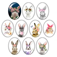 new cute rabbit easter day oval 10pcs 13x18mm18x25mm30x40mm mixed photo glass cabochon demo flat back jewelry findings
