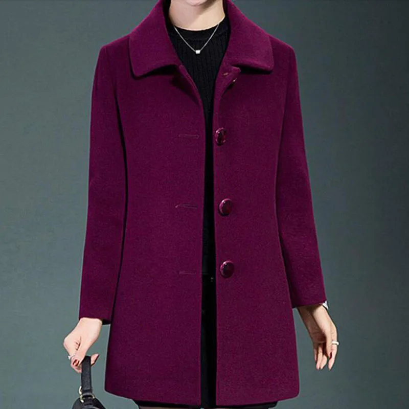 Женское однобортное пальто из смешанной шерсти базовое шерстяное элегантное