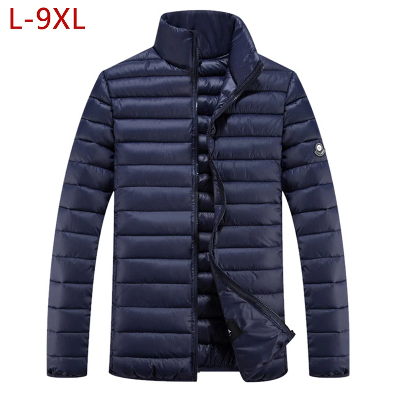 Размера плюс 9XL короткая теплая толстая верхняя одежда Софтшелл мужская зимняя куртка Мужское пальто Ультралегкая пуховая парка пальто 5XL 6XL 7XL 8XL