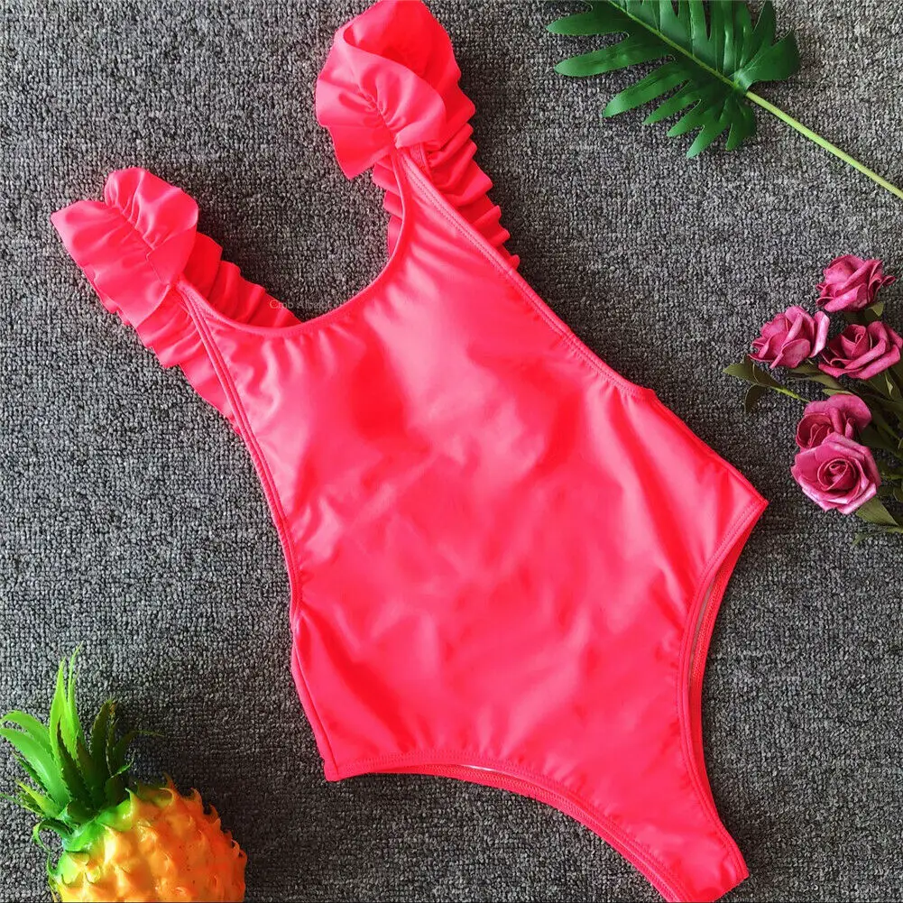 Летний пикантный цельный купальный костюм женский купальник с оборками и