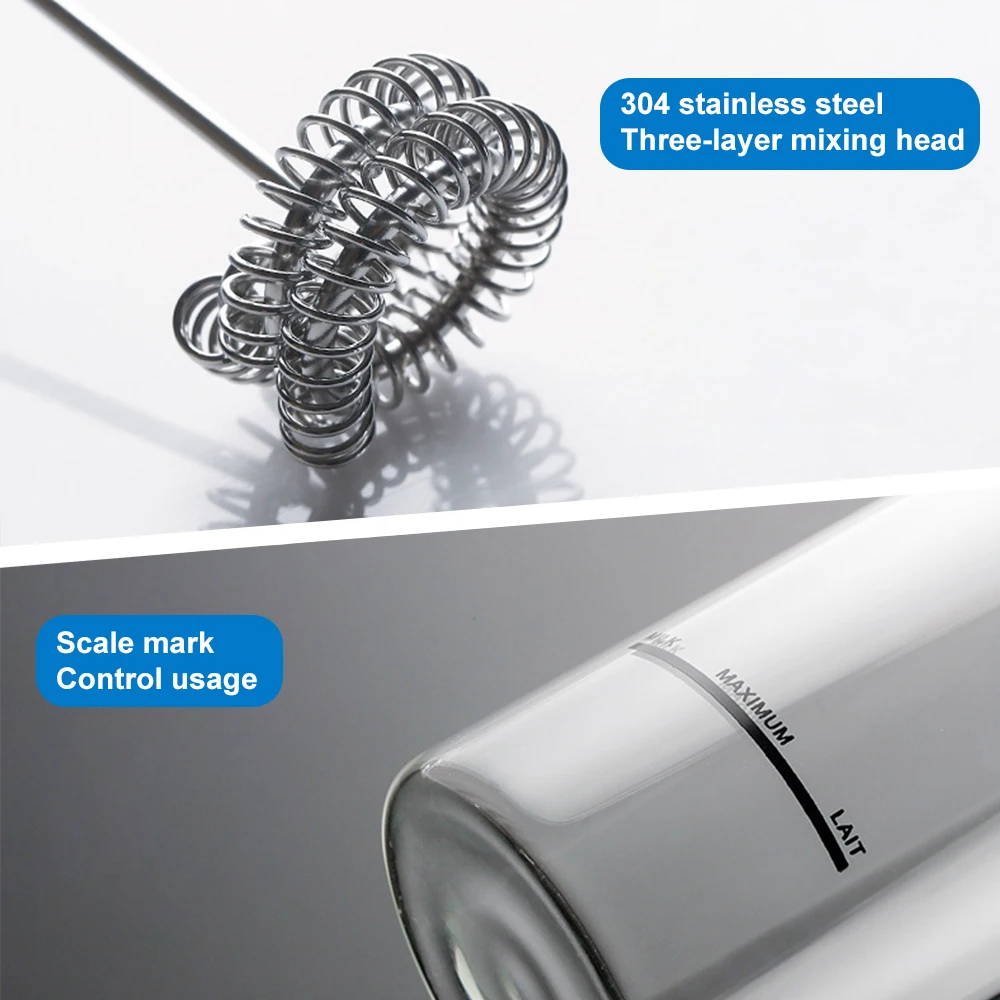 

Electric Foamer Powerful Fully Automatic Milk Frother Jug For Hot Or Cold Liquid Coffee Foam Maker With Double Mixing Heads