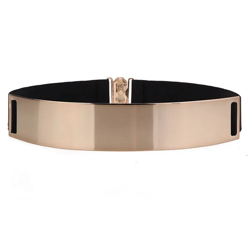 

Fashion Women Adjustable Designer Metal Waist Belt Gold Silver Color Plate Vintage Ladies Simple Belts Mirror Waistband 6X25CM