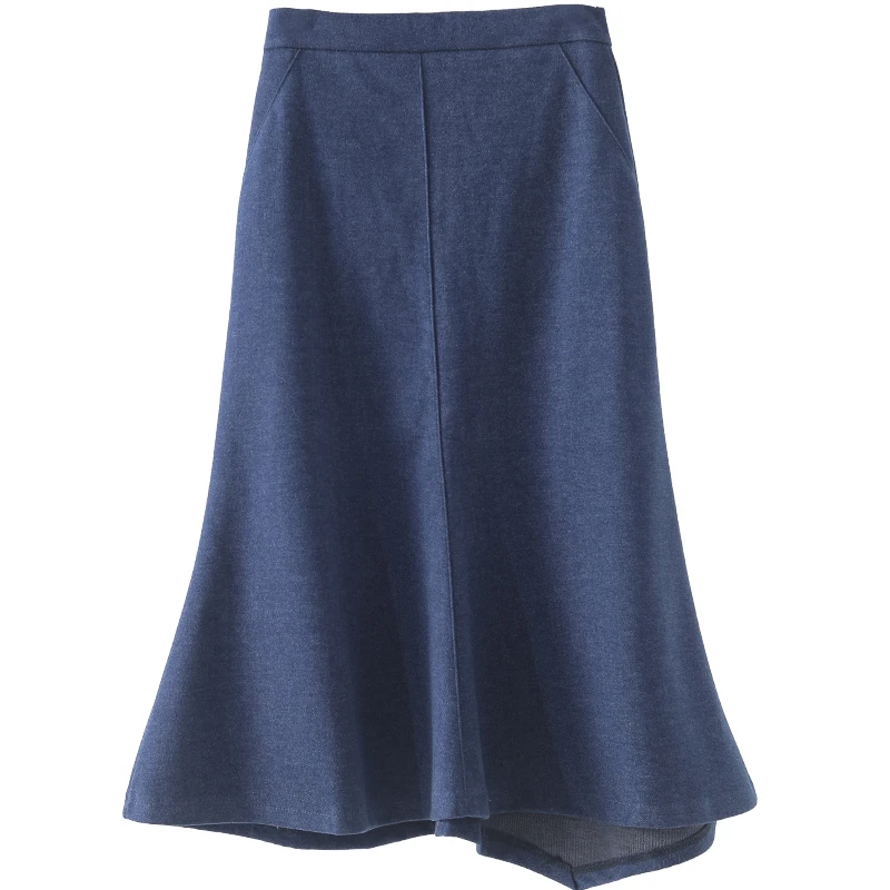 

Mermaid Wool Women Skirts Autumn New High Waist Solid Knee-Length Office Lady Elegant Clothing Top Quality