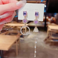 wholesale silver plated post asymmetric purple zircon vintage women stud earrings jewelry gift