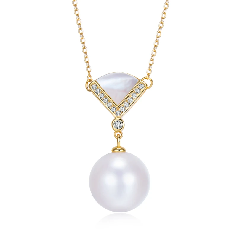 

2021 Trendy Pearl Necklace for Women 925 Sterling Silver Fashion Scallop Shell CZ Gold Pearl Choker Necklaces Party Jewelry Gift