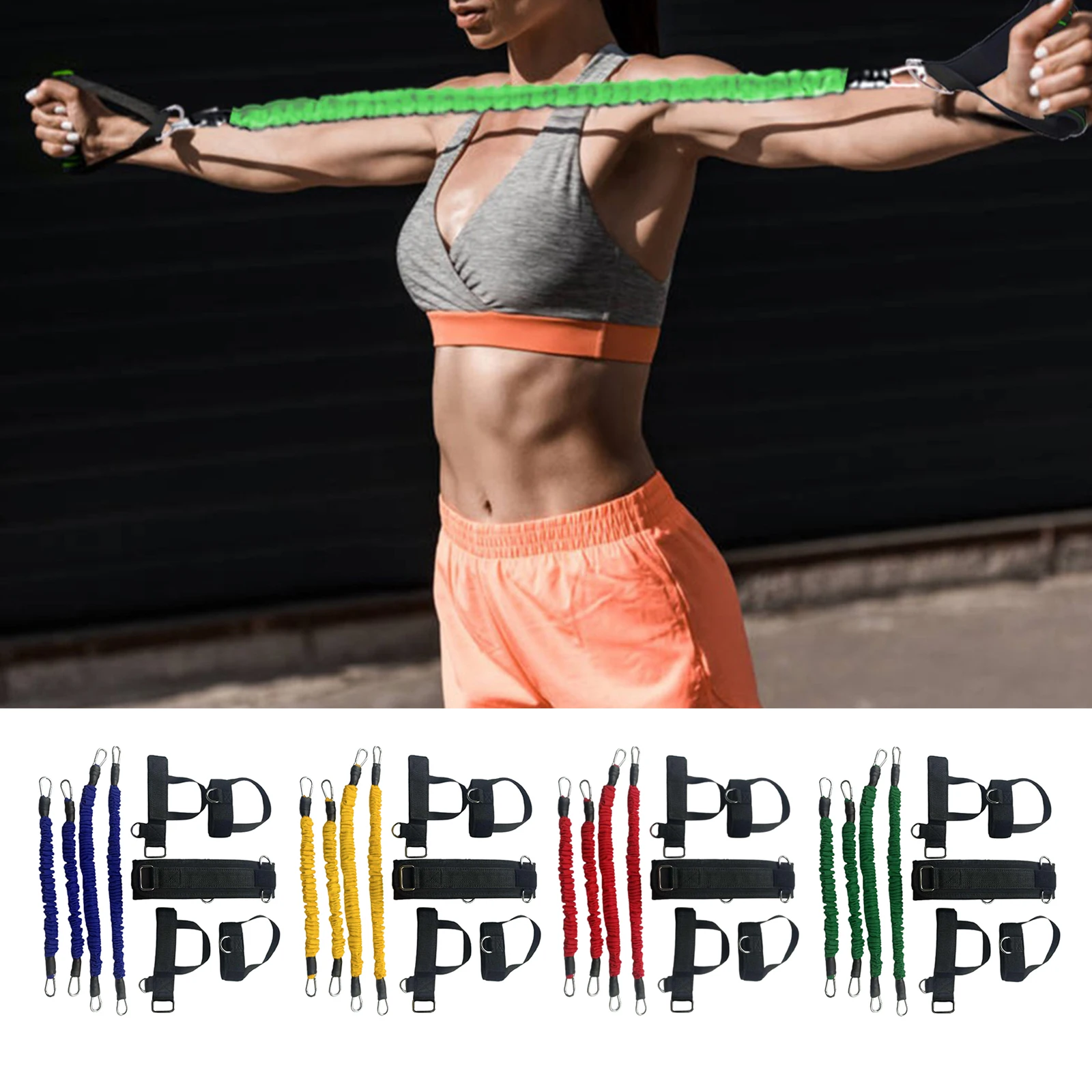 

Sports Fitness Resistance Bands Set for Leg and Arm Exercises Boxing Muay Thai Home Gym Strength Training Equipment